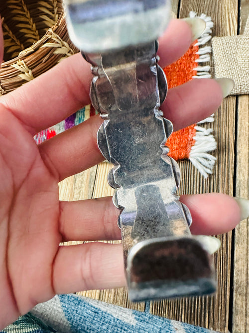 Handcrafted Old Pawn Sterling Silver & Multi Stone Cuff Bracelet