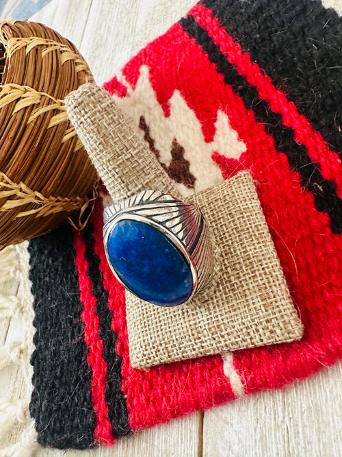 Old Pawn Navajo Sterling Silver & Lapis Men’s Ring Size 12