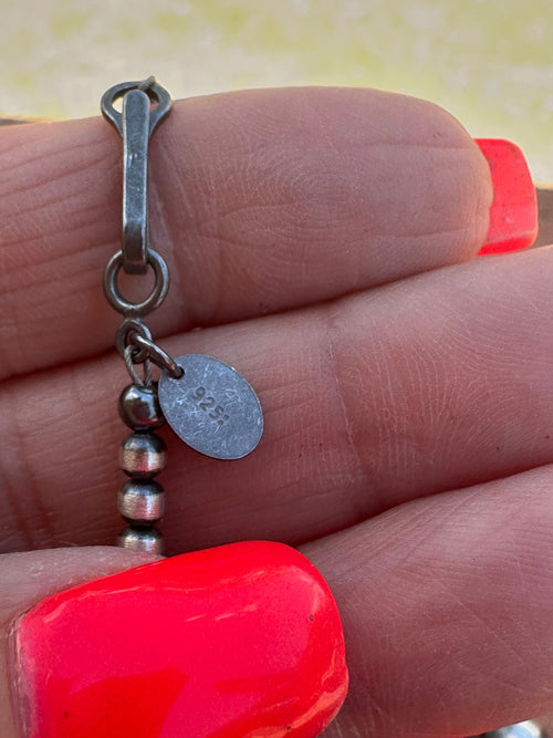 Kingman Turquoise & Sterling Silver 3mm-8mm Beaded Necklace