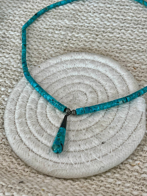 Vintage Old Pawn Turquoise and Sterling Silver Necklace