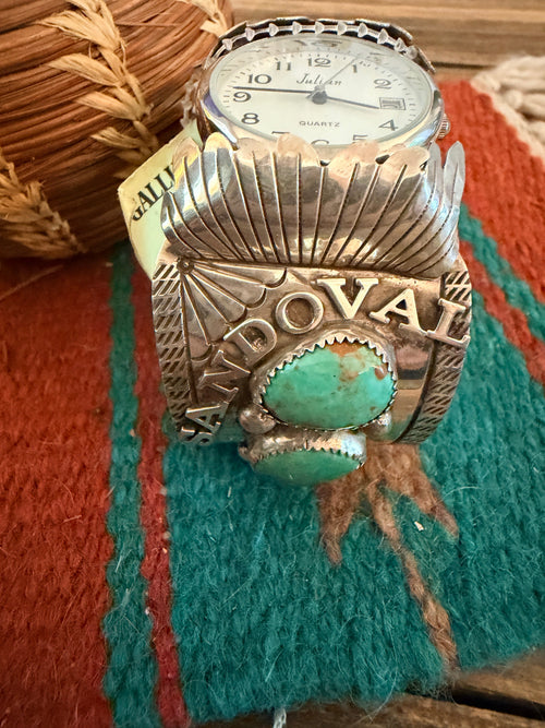 Handcrafted Old Pawn Turquoise & Sterling Silver Watch Cuff