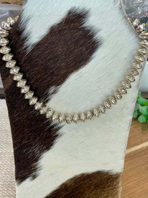 Handmade Sterling Silver 12 MM Beaded Necklace