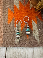Navajo Turquoise & Sterling Silver Pearl Dangle Earrings