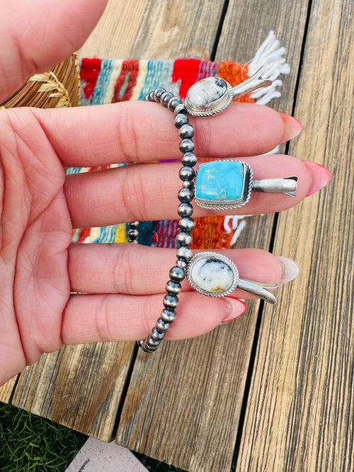 Handcrafted 3mm Sterling Silver Pearl & Multi Stone Blossom Stretch Bracelet