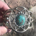 Vintage Turquoise Sterling Silver Navajo Cuff Bracelet