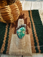 Old Pawn Handcrafted Turquoise & Sterling Silver Ring Size 7