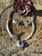 Handcrafted Vintage Amethyst & Sterling Silver Necklace and Earrings Set