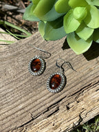 Handcrafted Sterling Silver and Bead Dot Style Amber Dangle Earrings