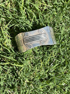 Handcrafted Vintage Sterling Silver Sleek Lined Cuff Bracelet by Steve Yellowhorse