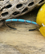 Handcrafted Vintage Turquoise & Sterling Silver Inlay Cuff Bracelet