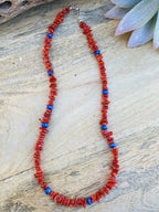 Handcrafted Apple Coral & Lapis Beaded Necklace
