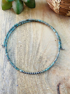Handmade Turquoise & Sterling Silver Beaded Wrap Choker Necklace
