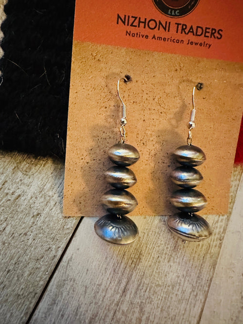 Handcrafted Sterling Silver Pearl Beaded Drop Earrings