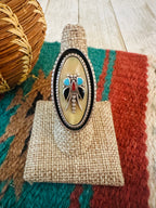 Old Pawn Navajo Sterling Silver & Multi Stone Dragonfly Ring Size 7