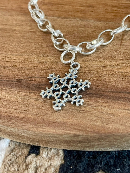 Handcrafted Sterling Silver CHRISTMAS SNOWFLAKE Charm
