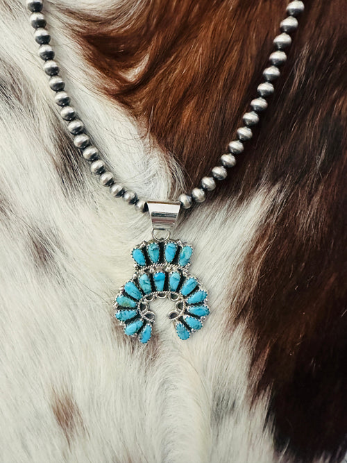 Handcrafted Turquoise & Sterling Silver Naja Necklace
