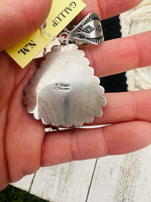 Old Pawn Handcrafted Sterling Silver and Kingman Turquoise Pendant by Happy Piasso