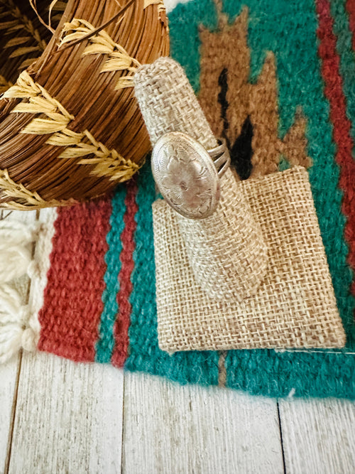 Old Pawn Navajo Hand Stamped Sterling Silver Ring Size 6