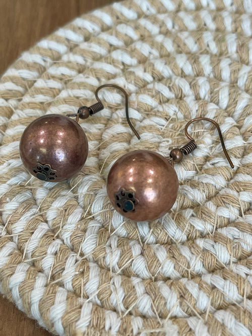 Vintage Handmade Copper Ball Earrings