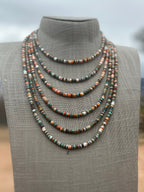 Handcrafted Kingman Turquoise & Spiny Sterling Silver 5mm Beaded Necklace