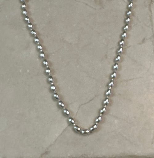 Sterling Silver Rice Bead Necklace 16”