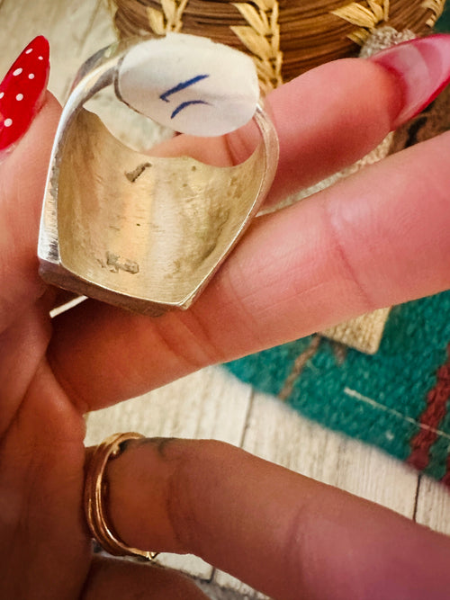 Handcrafted Old Pawn Sterling Silver & Multi Stone Inlay Ring Size 11