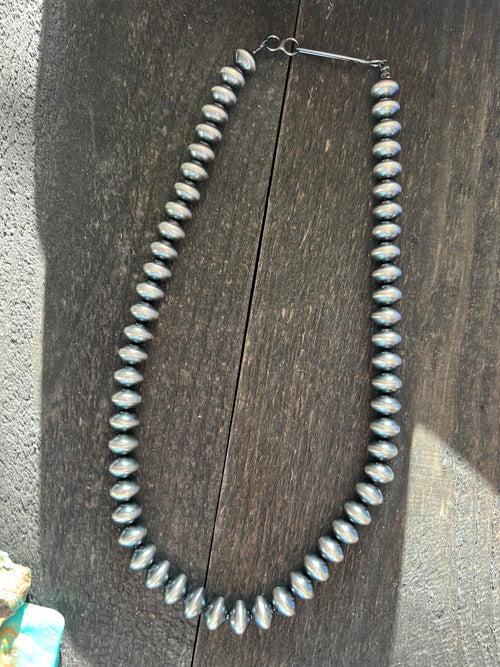 Vinita Cowboy Handmade 10mm Sterling Silver Navajo Saucer Pearl Beaded Necklaces