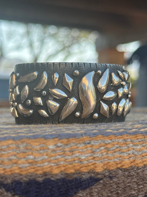 Handcrafted Old Pawn Ernest Rangel Sterling Silver Repousse Cuff