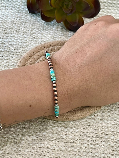Handmade Copper & Turquoise Beaded Bracelet
