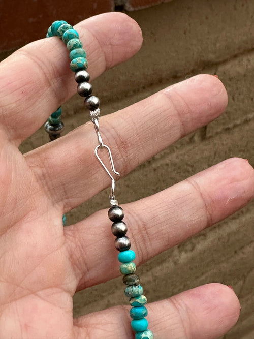 The Cowboy Handcrafted Sterling Silver & Turquoise Beaded Lariat Necklace