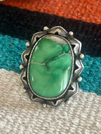 Artisan Sterling Silver and Broken Bow Variscite Statement Ring by Cailey Elle, Size 9.5