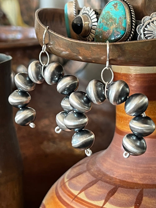 Tonisha Haley Handmade Navajo Pearl Naja Earrings, 11mm Beads