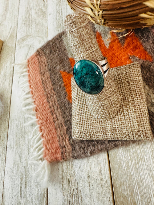 Old Pawn Navajo Sterling Silver & Turquoise Ring Size 8