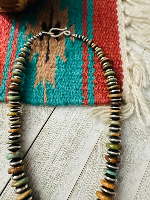 Navajo Chunky Royston Turquoise & Sterling Silver Beaded Necklace 18”