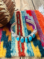 Handcrafted Old Pawn Sterling Silver & Turquoise Cuff Bracelet