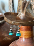 Navajo Made Sterling Silver Summer Lovin’ Sonoran Turquoise Beaded Drop Earrings, Leverback