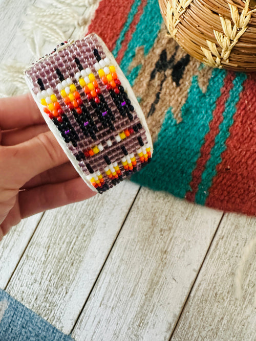 Navajo Made Beaded Leather Bracelet