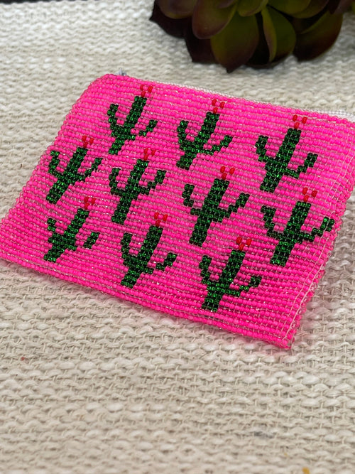 Handmade Beaded Saguaro Cactus Coin Purse