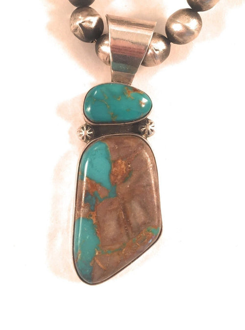 Handcrafted Vintage Pilot Mountain Turquoise Sterling Silver Pendant Signed