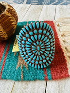 Old Pawn Sterling Silver & Turquoise Cluster Cuff Bracelet /