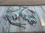 Handcrafted Old Pawn Vintage Chip Inlay Eagle Dancer Sterling Silver 5 Piece Jewelry Set