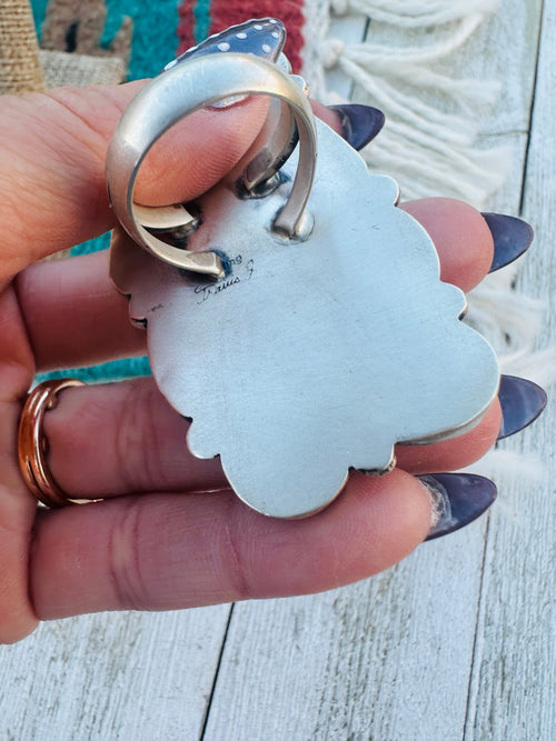 Old Pawn Handcrafted Turquoise & Sterling Silver Cluster Ring Size 9 by Travis James