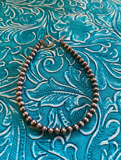 Handcrafted Sterling Silver 4mm Beaded Bracelet 7.5 inch