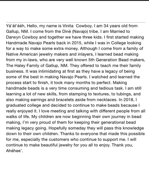 Vinita Cowboy 6.5mm Handmade Sterling Silver Navajo Saucer Pearl Necklaces, 20 inches