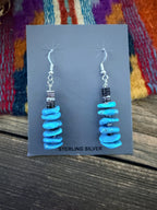 Handcrafted Heishi Shell & Turquoise Beaded Dangle Earrings