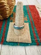 Old Pawn Navajo Sterling Silver & Turquoise Chip Inlay Band Ring