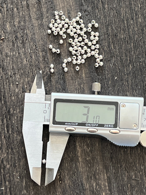 100 Bright Sterling Silver Machine Made Seamless Round Beads, 3mm