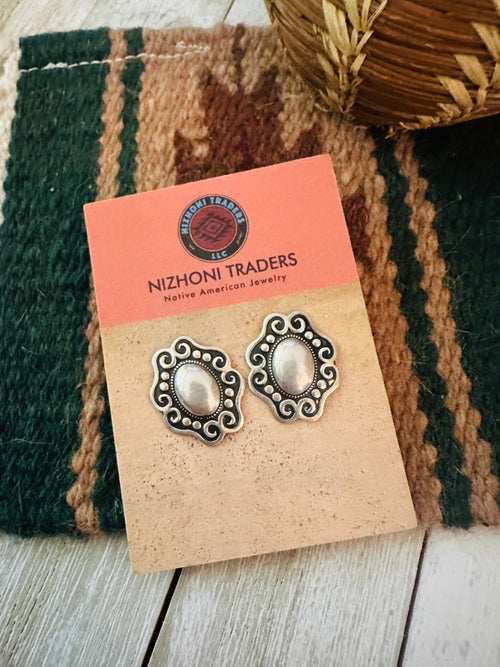 Old Pawn Navajo Sterling Silver Concho Post Earrings