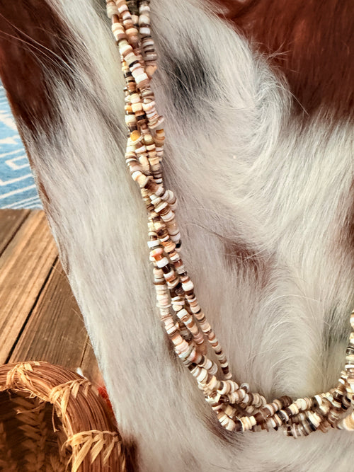 Old Pawn Handcrafted Heishi Shell 5 strand Beaded 26” Necklace