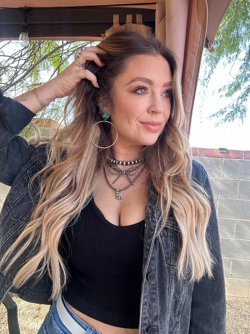 Sterling Silver Navajo Pearl Style Beaded Bow Tie Necklace 16-18 inches